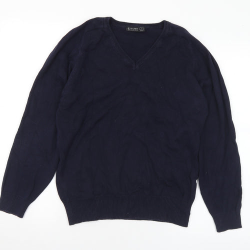 Trutex Mens Blue V-Neck Cotton Pullover Jumper Size S
