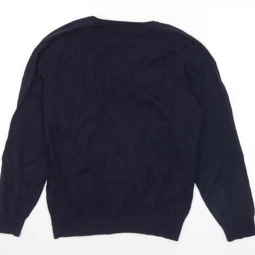 Trutex Mens Blue V-Neck Cotton Pullover Jumper Size S
