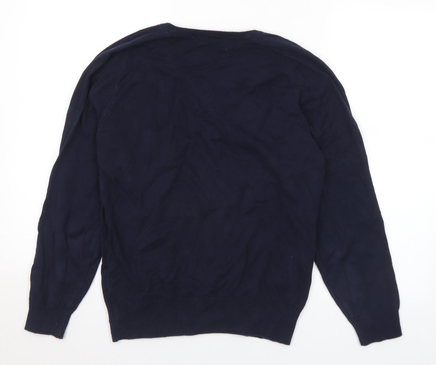 Trutex Mens Blue V-Neck Cotton Pullover Jumper Size S