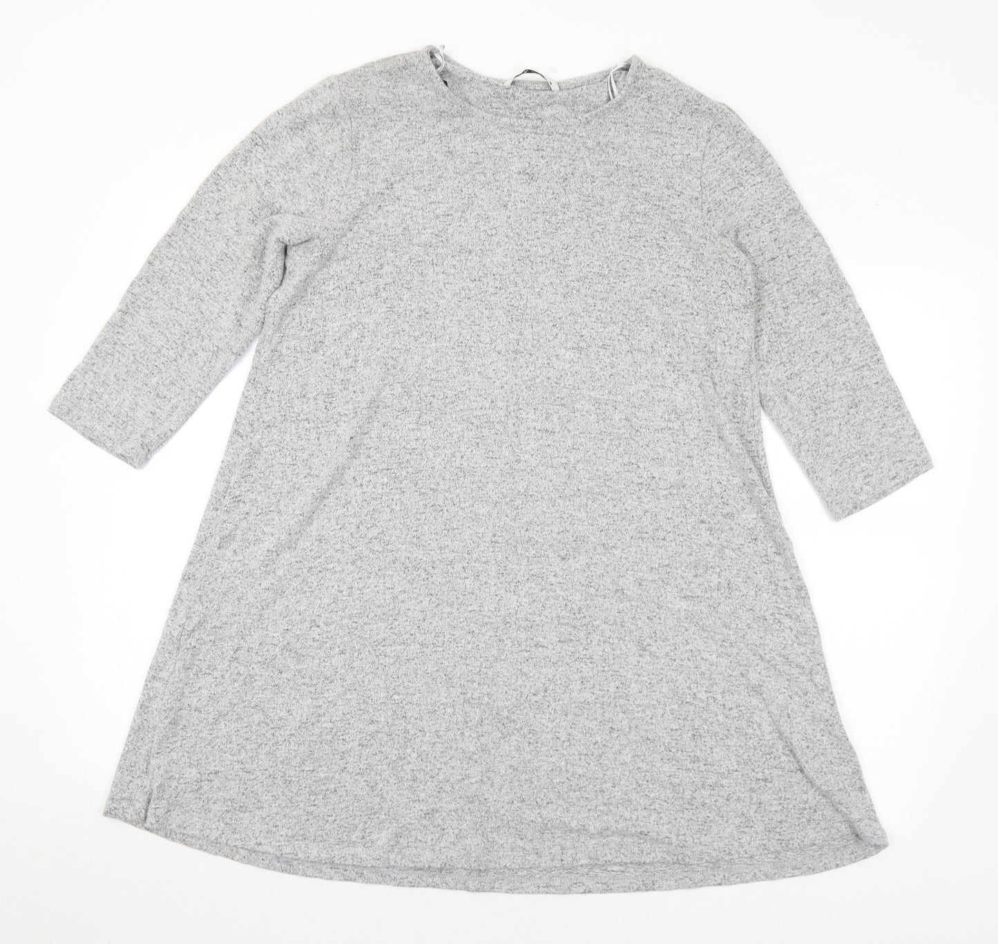 TU Womens Grey Viscose Jumper Dress Size 14 Round Neck