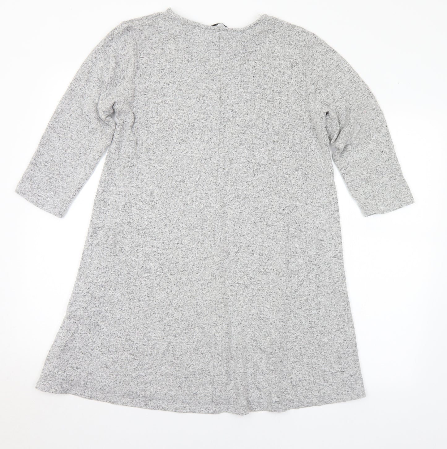 TU Womens Grey Viscose Jumper Dress Size 14 Round Neck