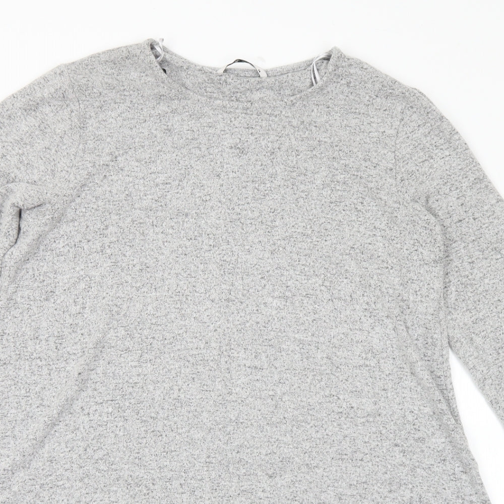 TU Womens Grey Viscose Jumper Dress Size 14 Round Neck