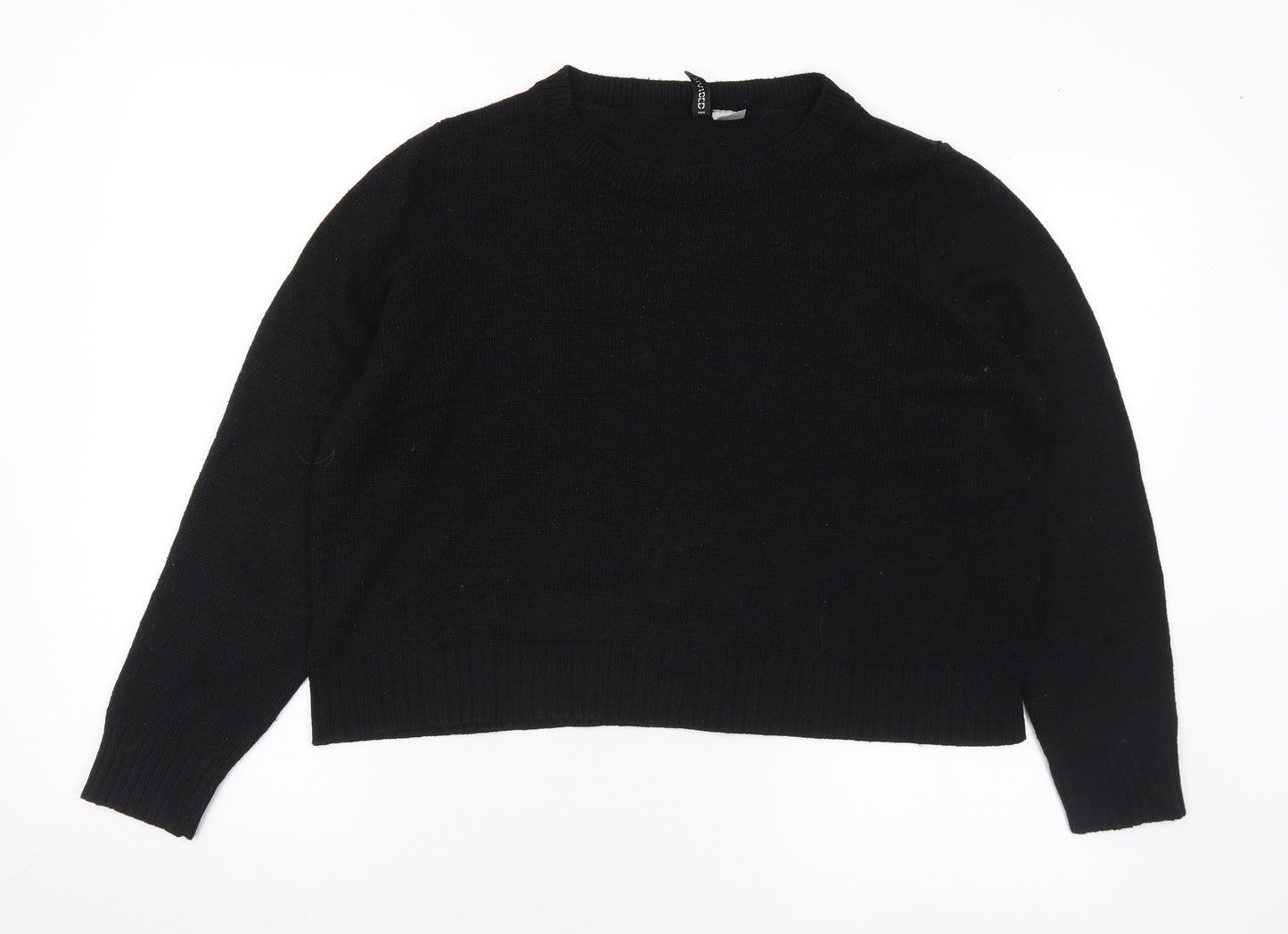 H&M Womens Black Round Neck Acrylic Pullover Jumper Size L