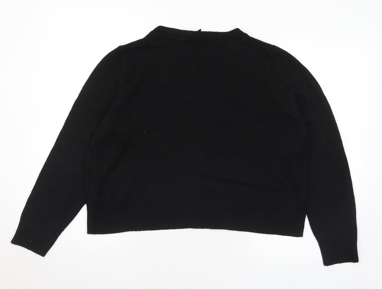 H&M Womens Black Round Neck Acrylic Pullover Jumper Size L