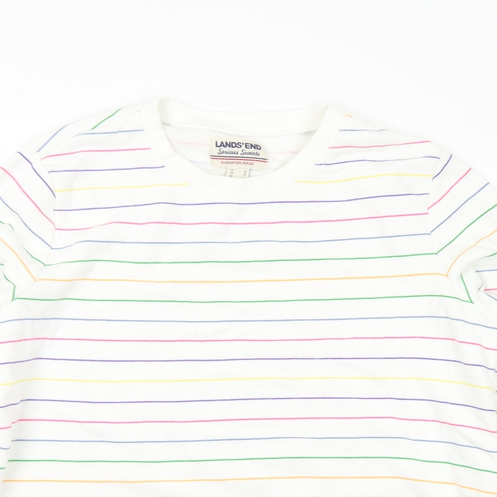 Lands' End Womens Multicoloured Striped Cotton Pullover Sweatshirt Size M