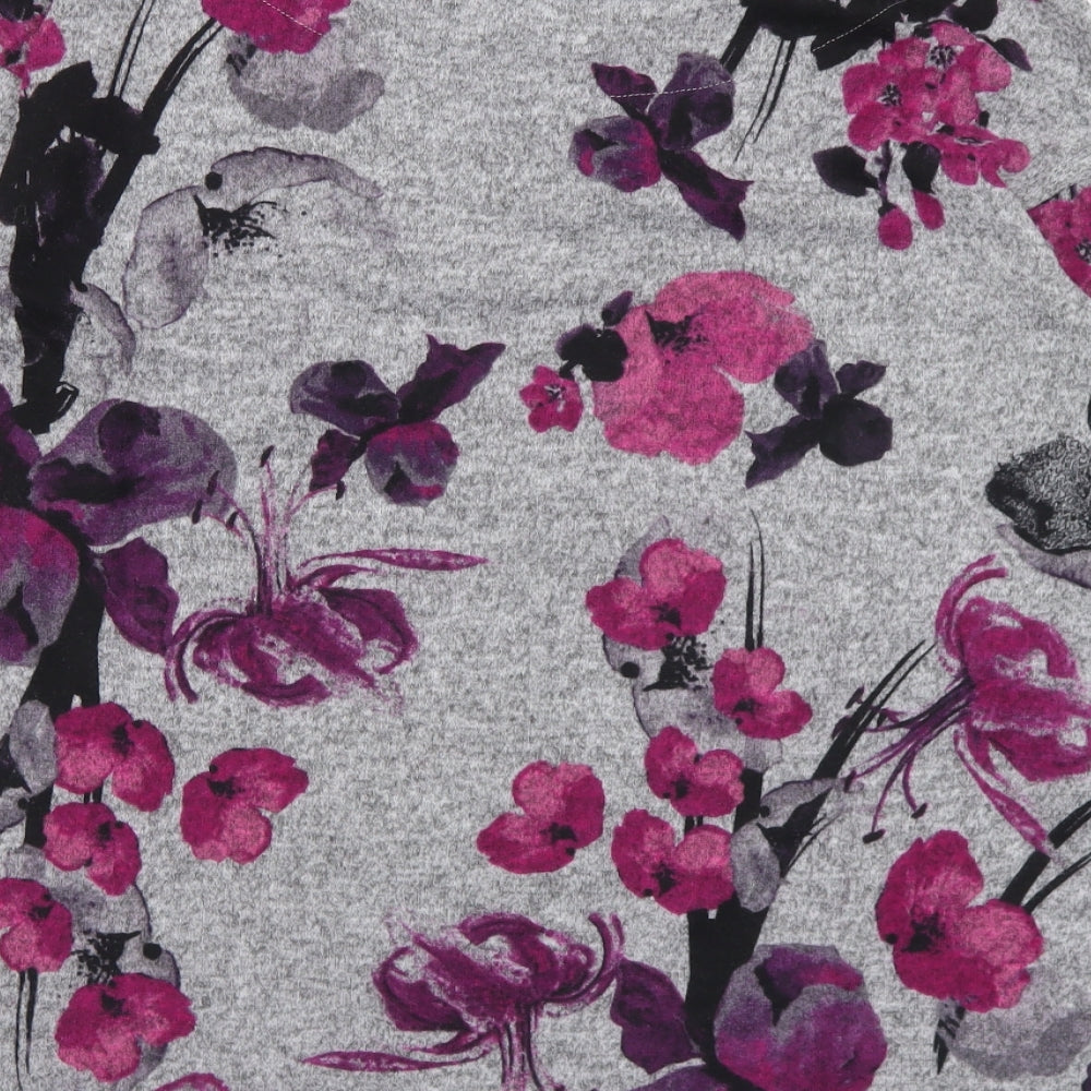 Nutmeg Womens Purple Round Neck Floral Polyester Pullover Jumper Size 12