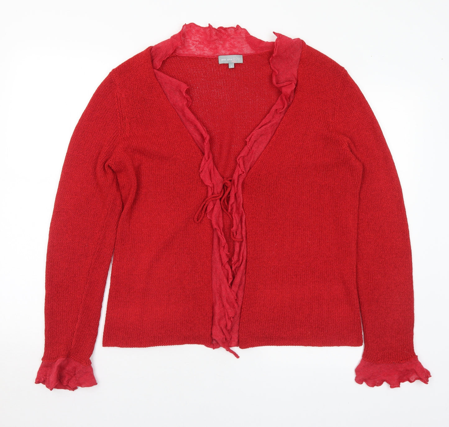 Marks and Spencer Womens Red V-Neck Acrylic Cardigan Jumper Size L