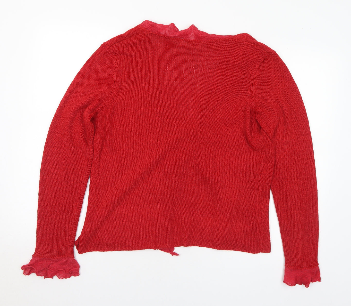 Marks and Spencer Womens Red V-Neck Acrylic Cardigan Jumper Size L