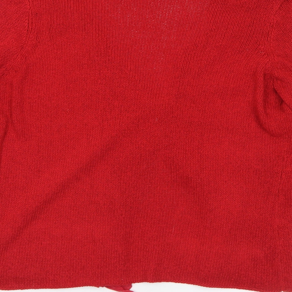 Marks and Spencer Womens Red V-Neck Acrylic Cardigan Jumper Size L