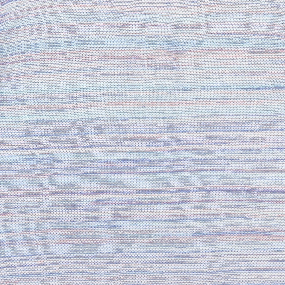 Marks and Spencer Womens Multicoloured Round Neck Striped Cotton Full Zip Jumper Size 16