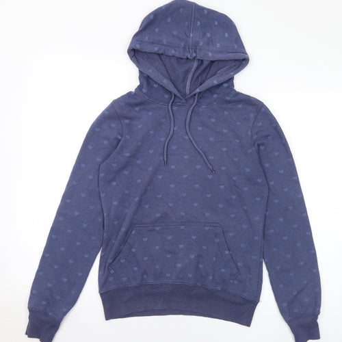 New Look Womens Blue Geometric Cotton Pullover Hoodie Size 8 - Hearts