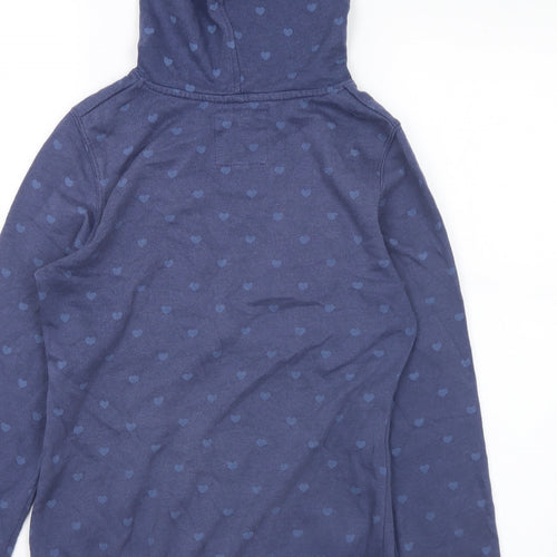 New Look Womens Blue Geometric Cotton Pullover Hoodie Size 8 - Hearts