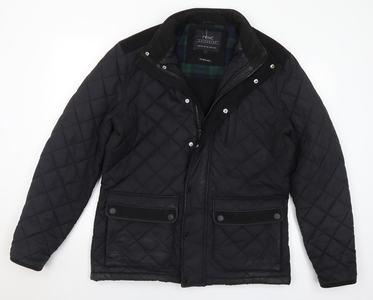 NEXT Mens Black Quilted Coat Size L Zip