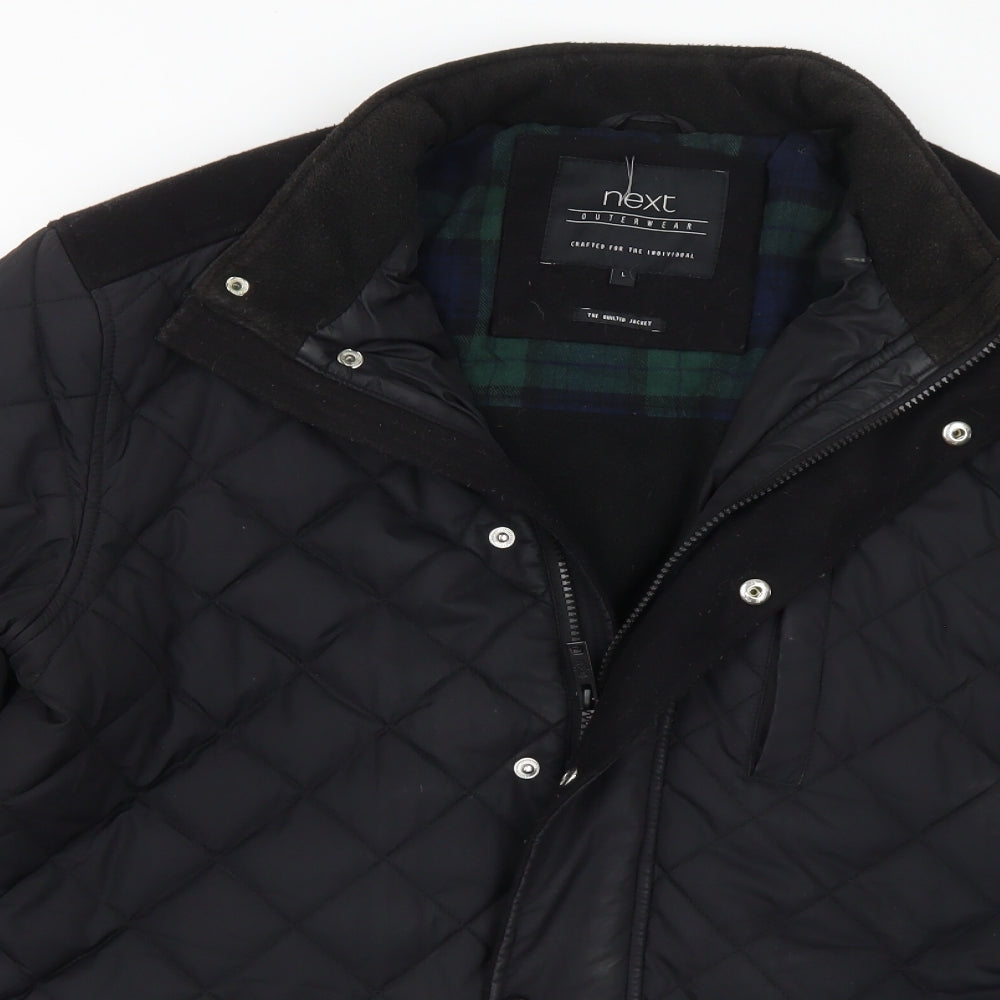 NEXT Mens Black Quilted Coat Size L Zip