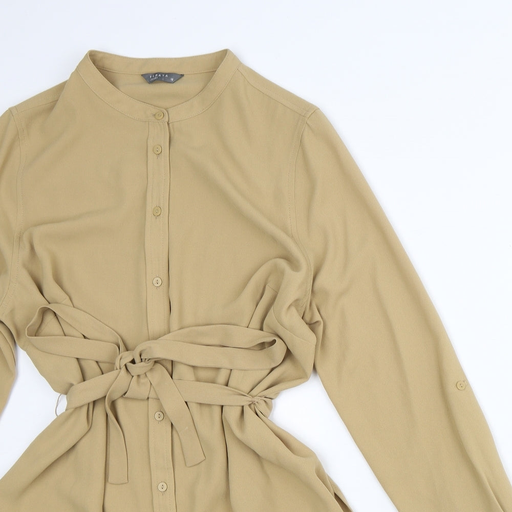 Papaya Womens Brown Polyester Fit & Flare Size 16 Round Neck