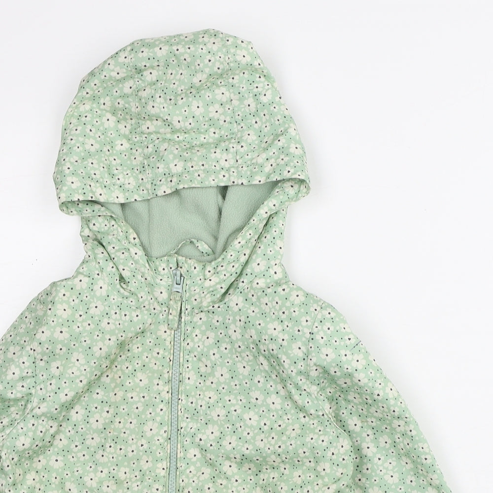 George Girls Green Floral Rain Coat Coat Size 4-5 Years