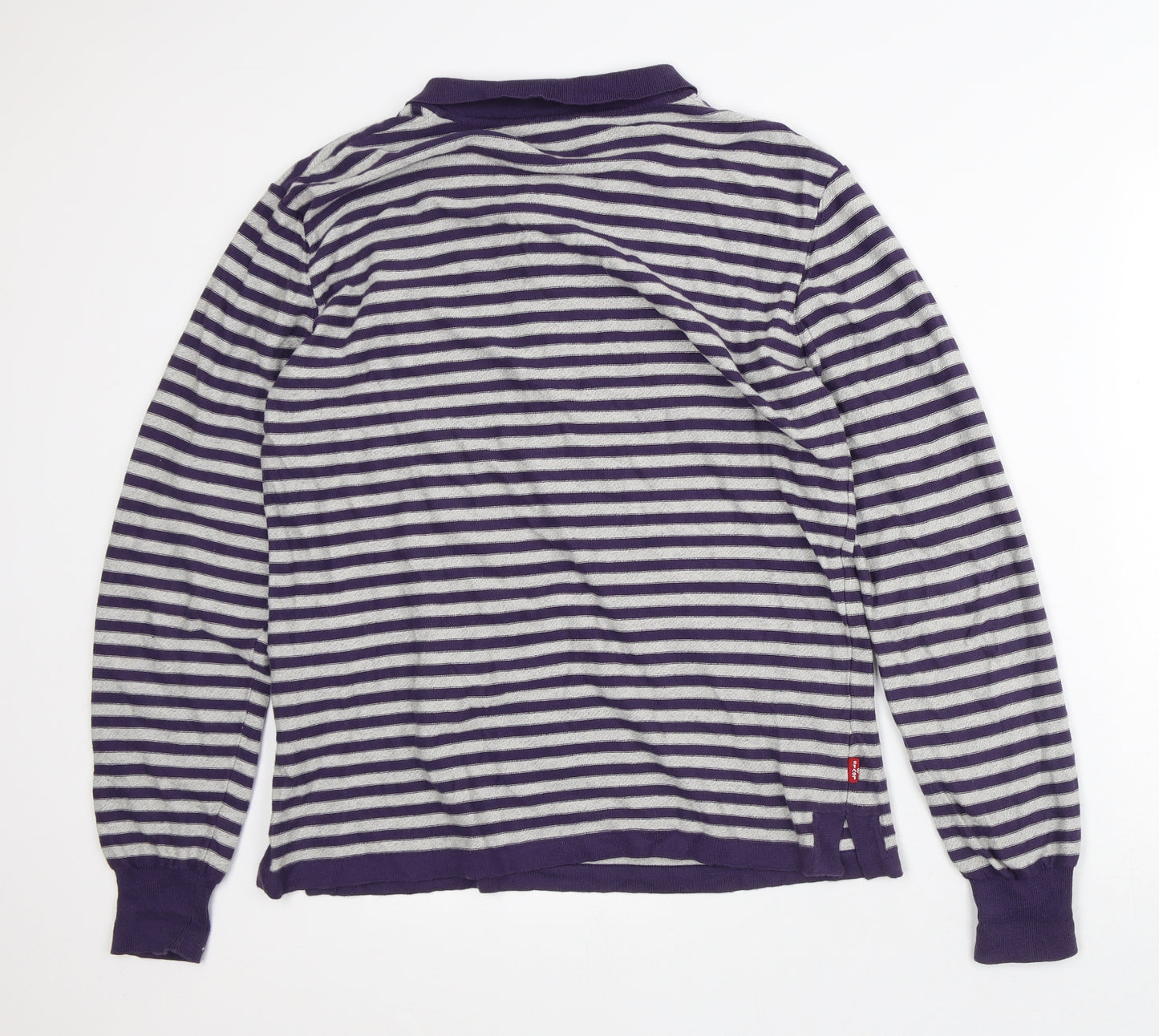 Levi Strauss & Co Womens Grey Striped Cotton Pullover Sweatshirt Size L