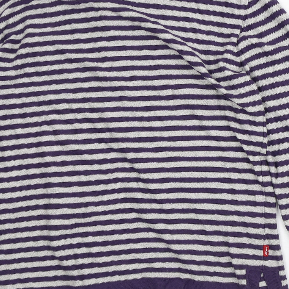 Levi Strauss & Co Womens Grey Striped Cotton Pullover Sweatshirt Size L