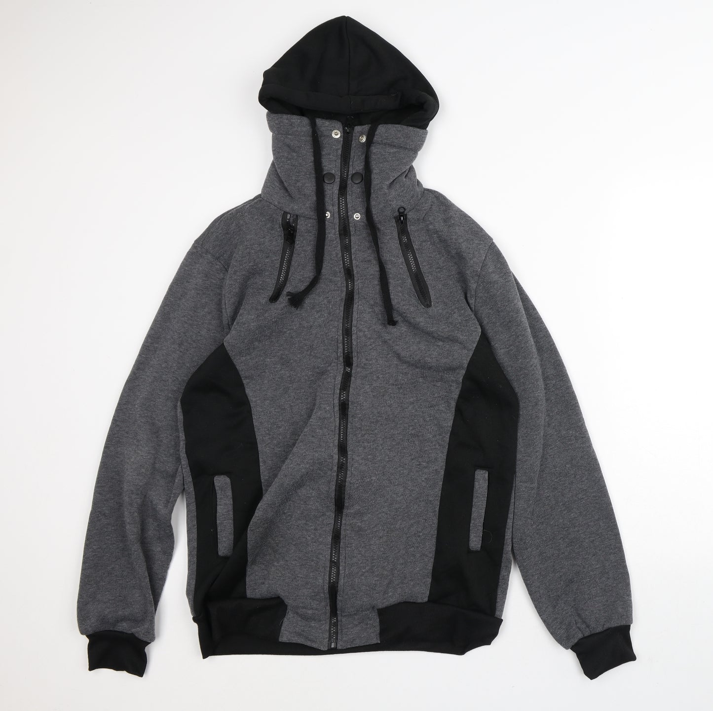 Zorza Mens Grey Striped Polyester Full Zip Hoodie Size XL - 2 Zips