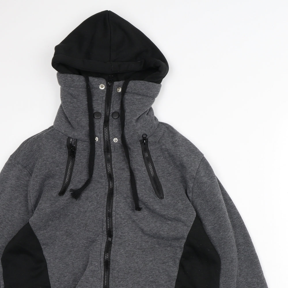 Zorza Mens Grey Striped Polyester Full Zip Hoodie Size XL - 2 Zips