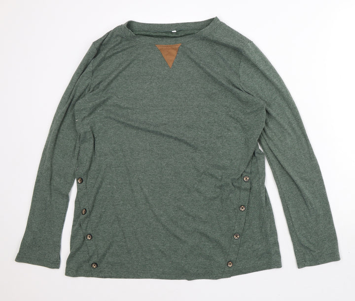 Preworn Womens Green Polyester Pullover Sweatshirt Size L