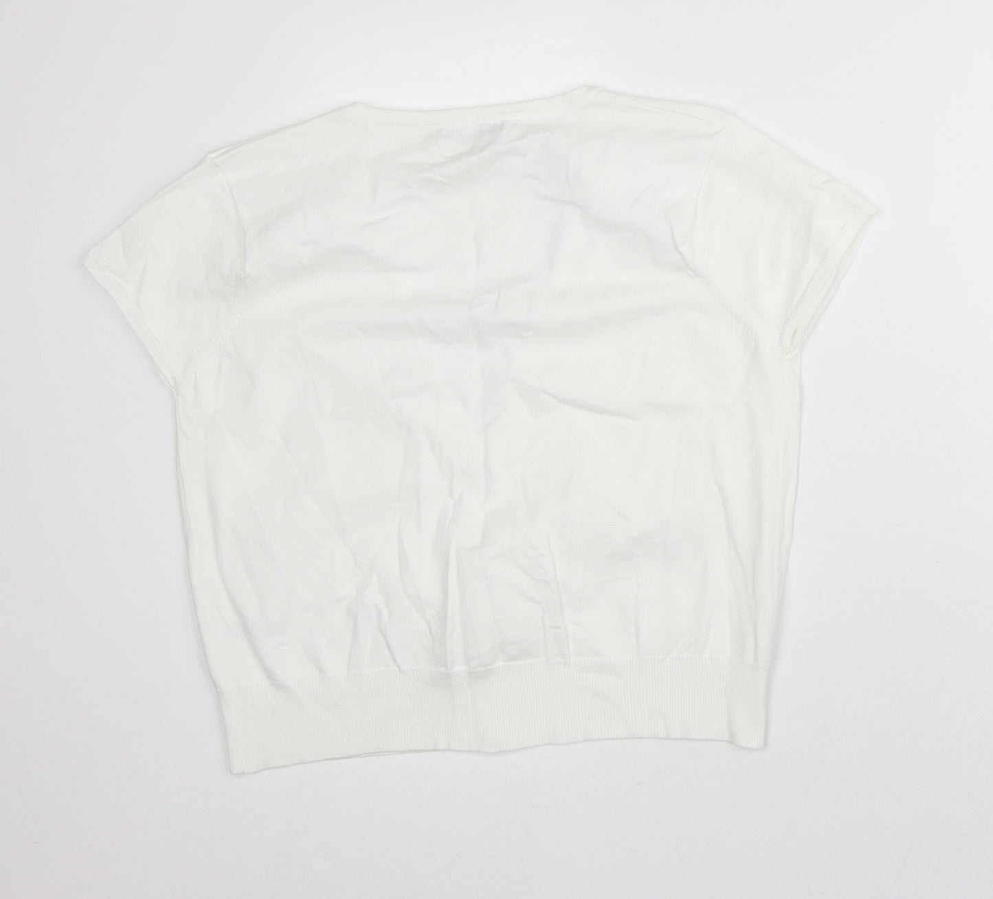 M&Co Womens White Cotton Basic Blouse Size XL V-Neck