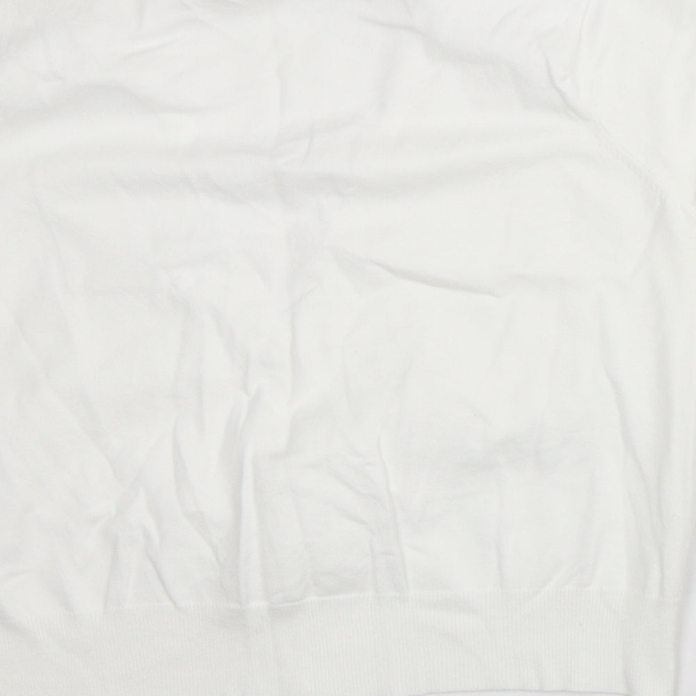 M&Co Womens White Cotton Basic Blouse Size XL V-Neck