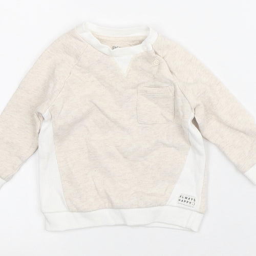 Fred & Flo Baby Beige Striped Cotton Pullover Jumper Size 3-6 Months