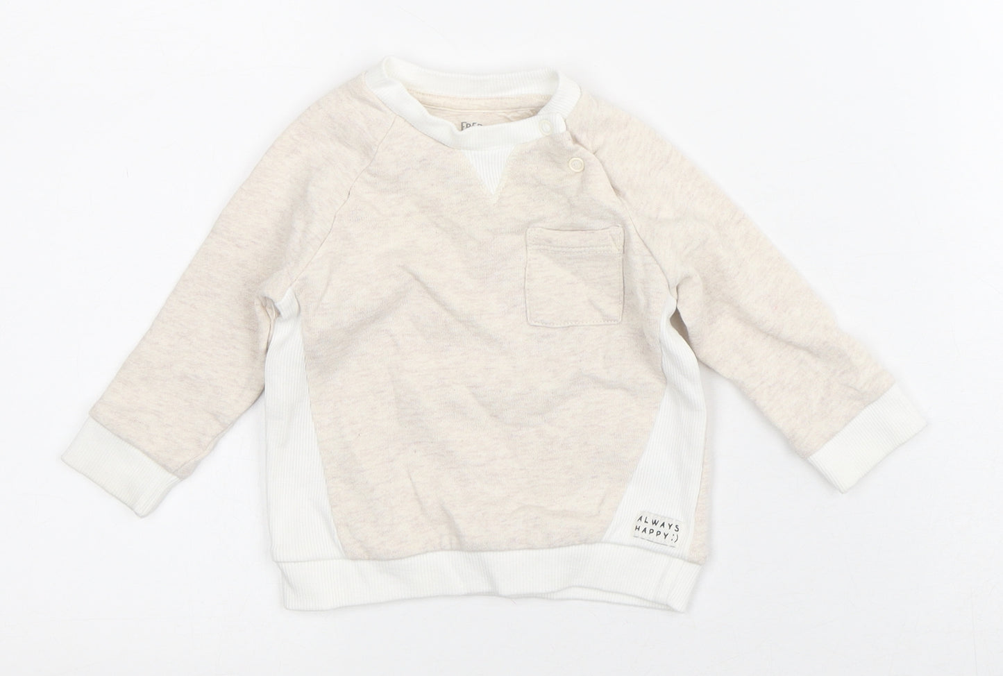 Fred & Flo Baby Beige Striped Cotton Pullover Jumper Size 3-6 Months
