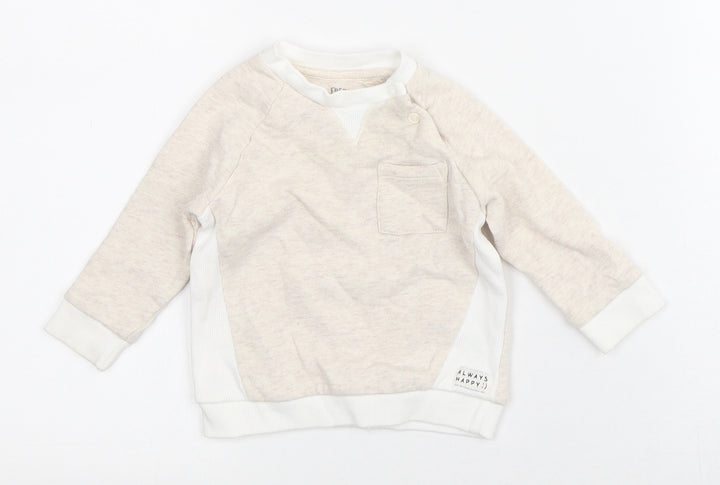 Fred & Flo Baby Beige Striped Cotton Pullover Jumper Size 3-6 Months