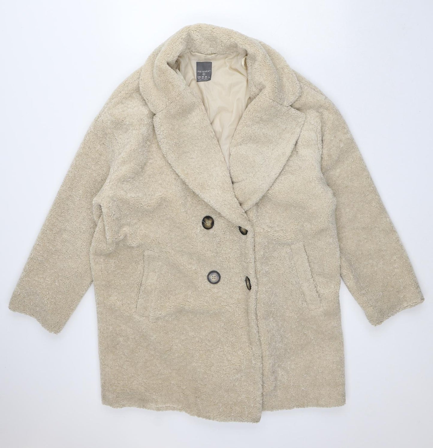 Primark Womens Beige Jacket Coat Size 14 - Woollen Texture