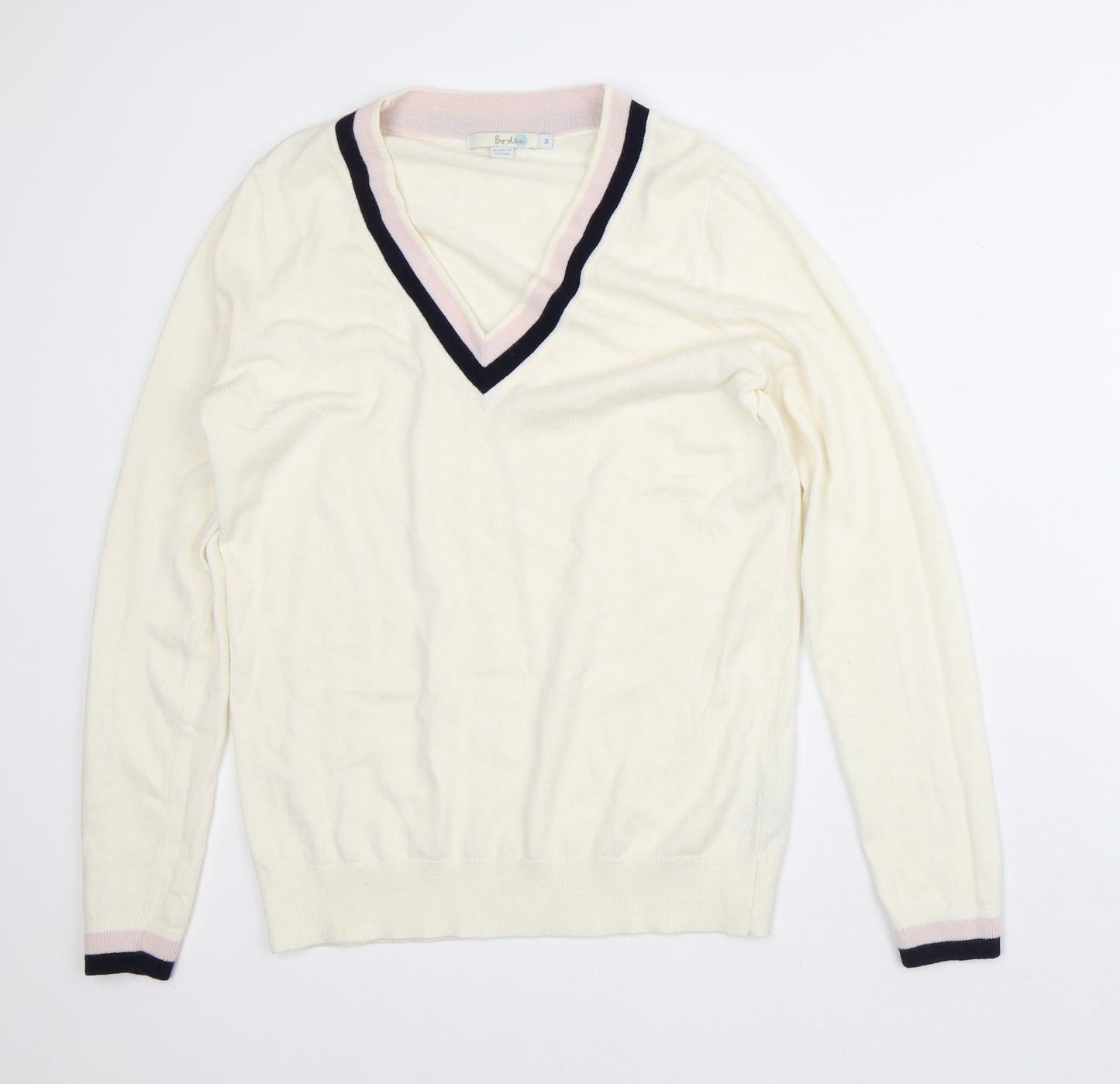 Boden Mens Beige Striped Wool Pullover Sweatshirt Size M