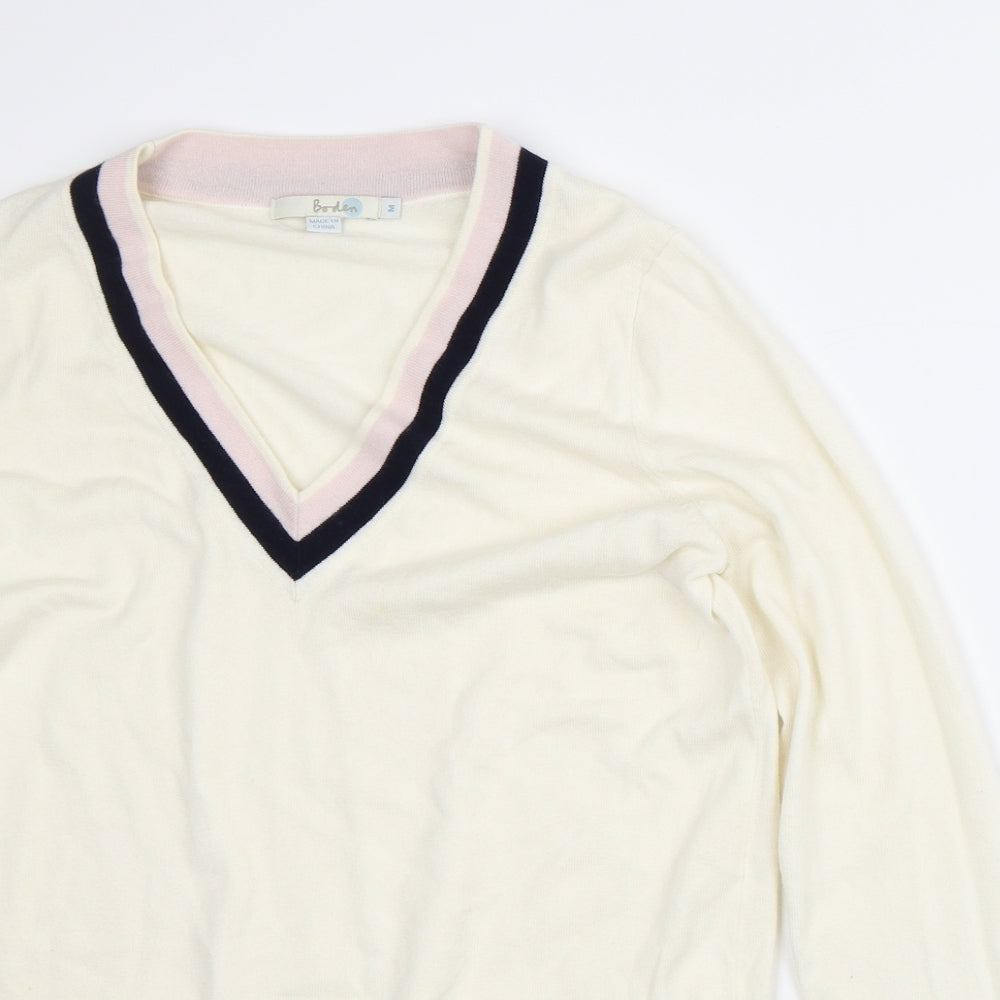 Boden Mens Beige Striped Wool Pullover Sweatshirt Size M