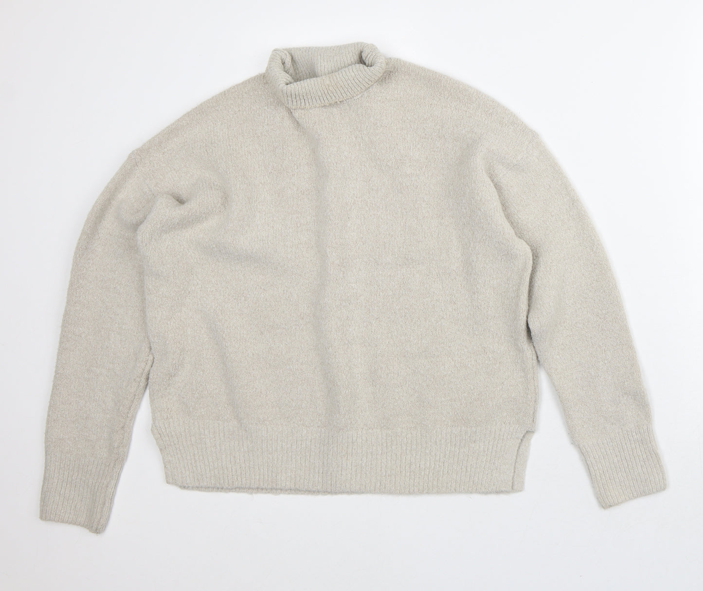 Bershka Mens Beige Roll Neck Acrylic Pullover Jumper Size M