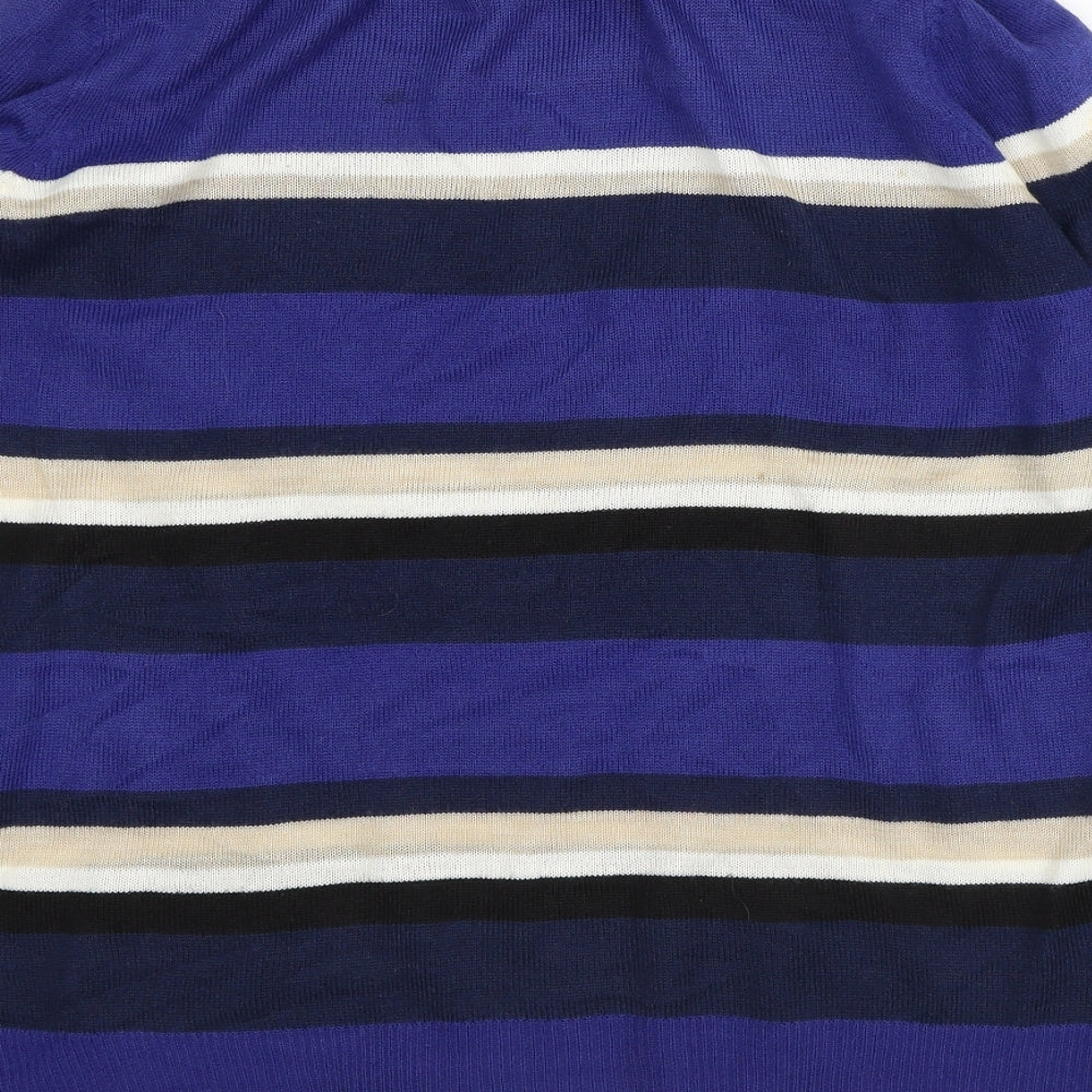 Love Knitwear Womens Purple Roll Neck Striped Acrylic Pullover Jumper Size 16