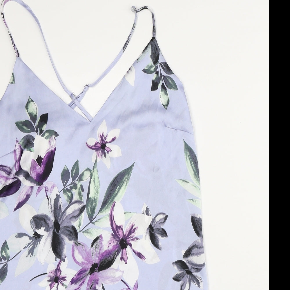 Love To Lounge Womens Purple Floral Polyester Cami Pyjama Top Size M