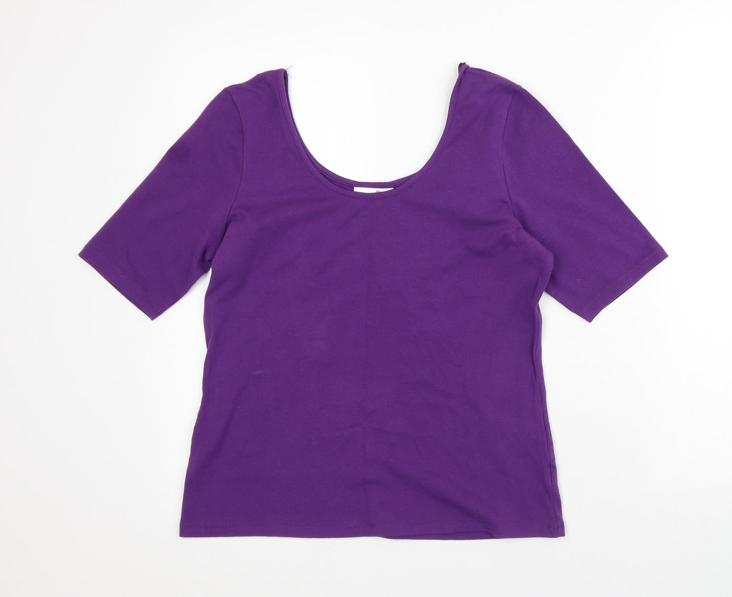 Wallis Womens Purple Cotton Basic T-Shirt Size 14 Round Neck