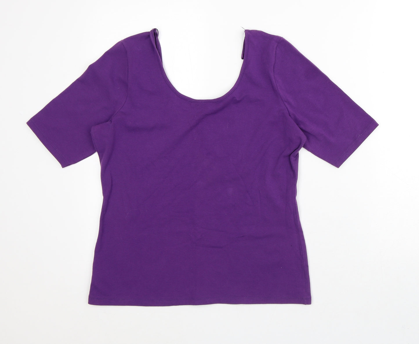 Wallis Womens Purple Cotton Basic T-Shirt Size 14 Round Neck