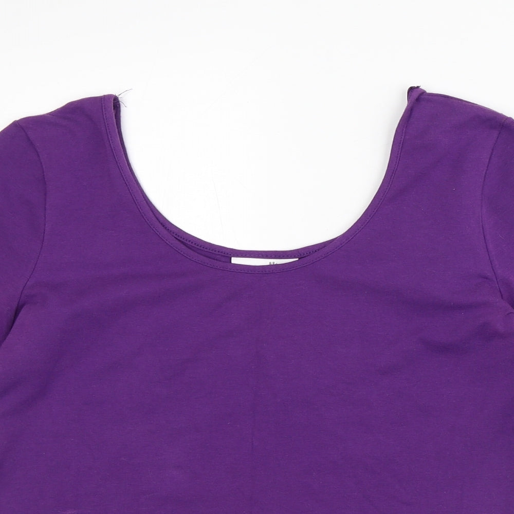 Wallis Womens Purple Cotton Basic T-Shirt Size 14 Round Neck