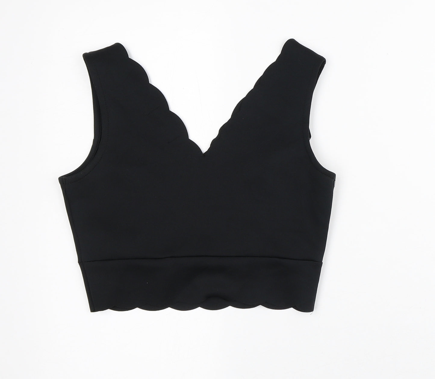 Lipsy Womens Black Polyester Cropped Tank Size 8 V-Neck