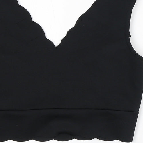 Lipsy Womens Black Polyester Cropped Tank Size 8 V-Neck