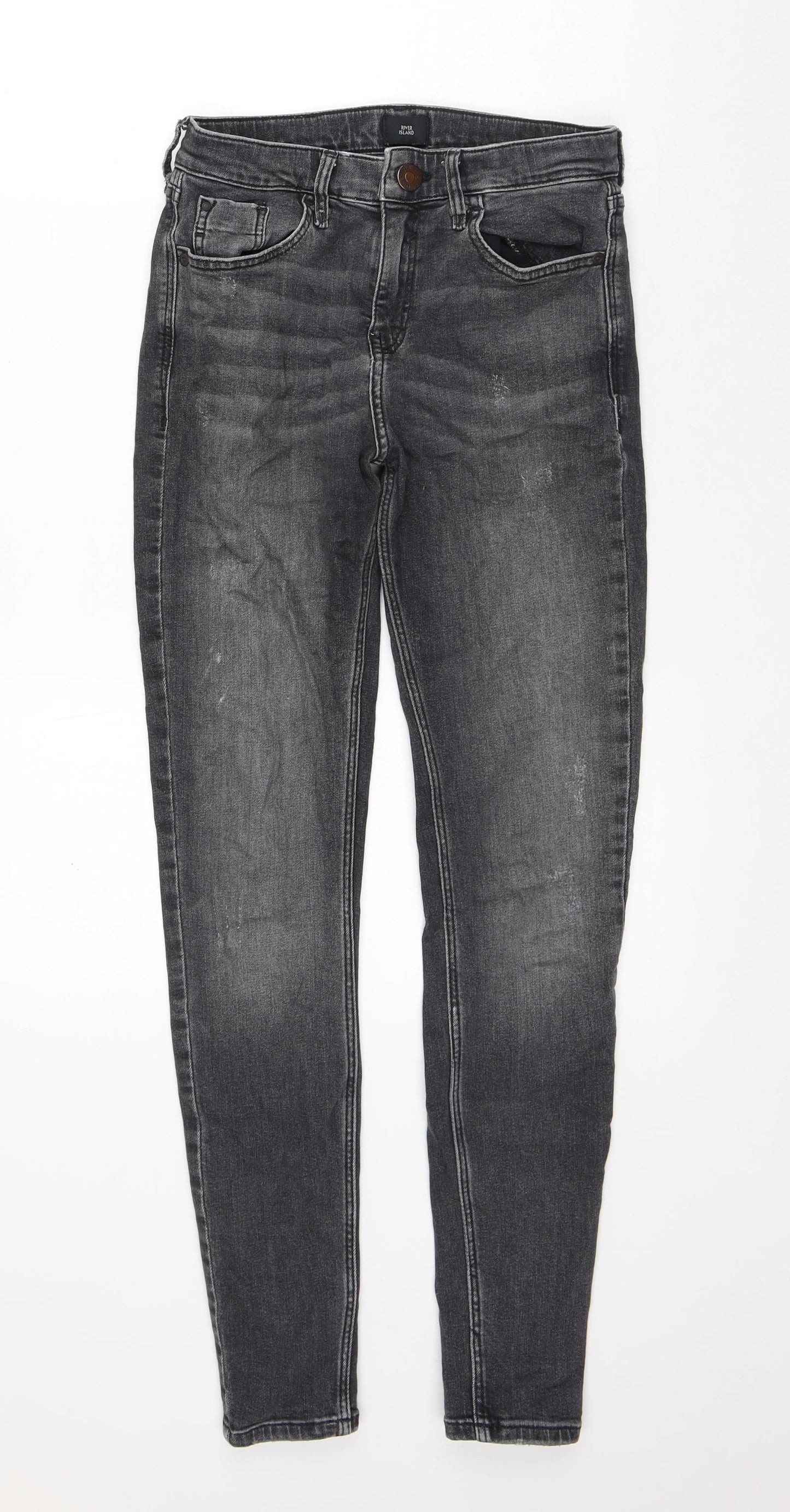 River Island Womens Grey Cotton Skinny Jeans Size 8 L28 in Regular