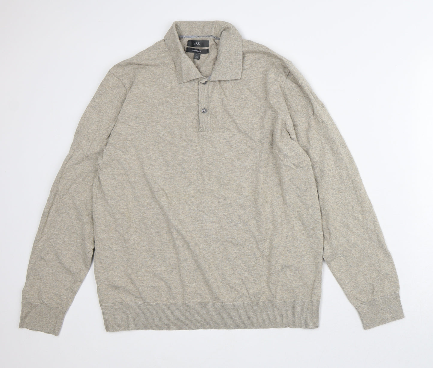 Marks and Spencer Mens Beige Cotton Pullover Sweatshirt Size L