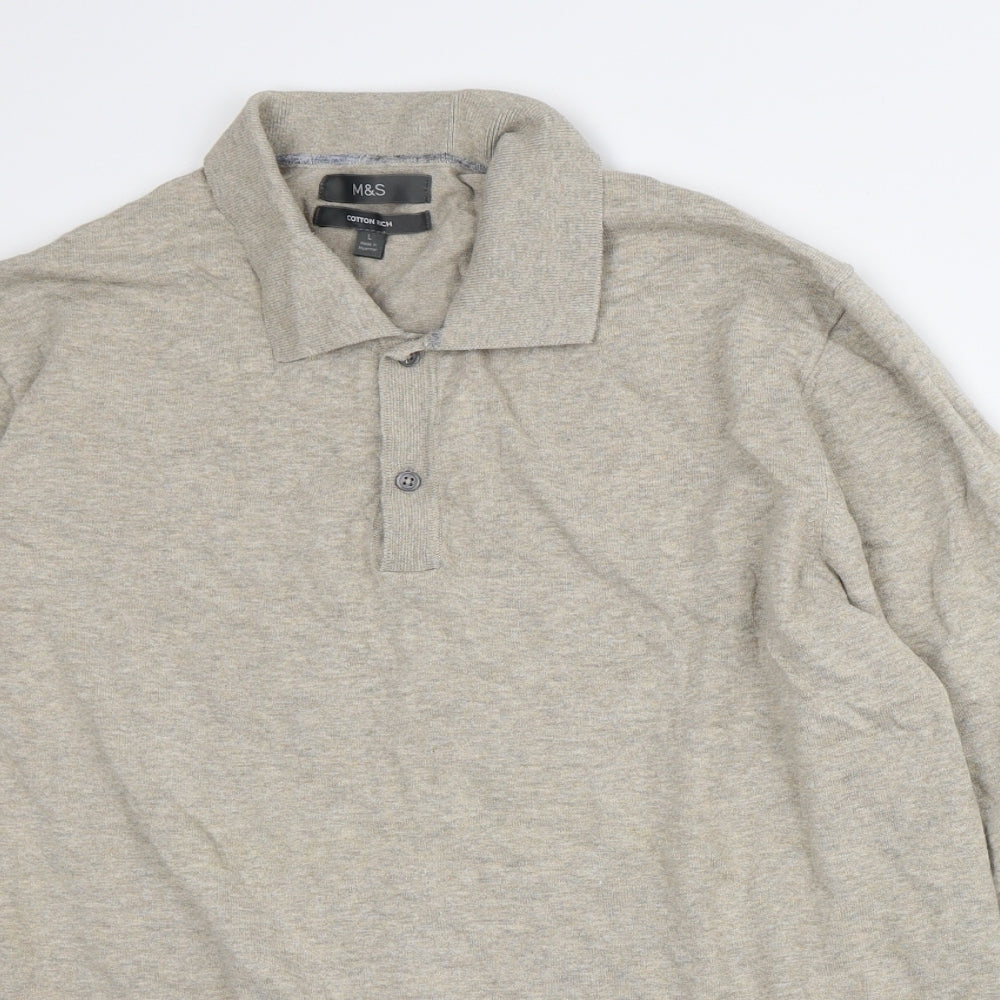 Marks and Spencer Mens Beige Cotton Pullover Sweatshirt Size L