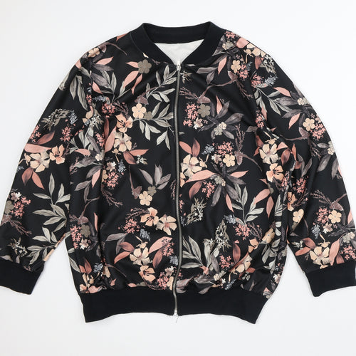 Preworn Womens Black Floral Jacket Size 20