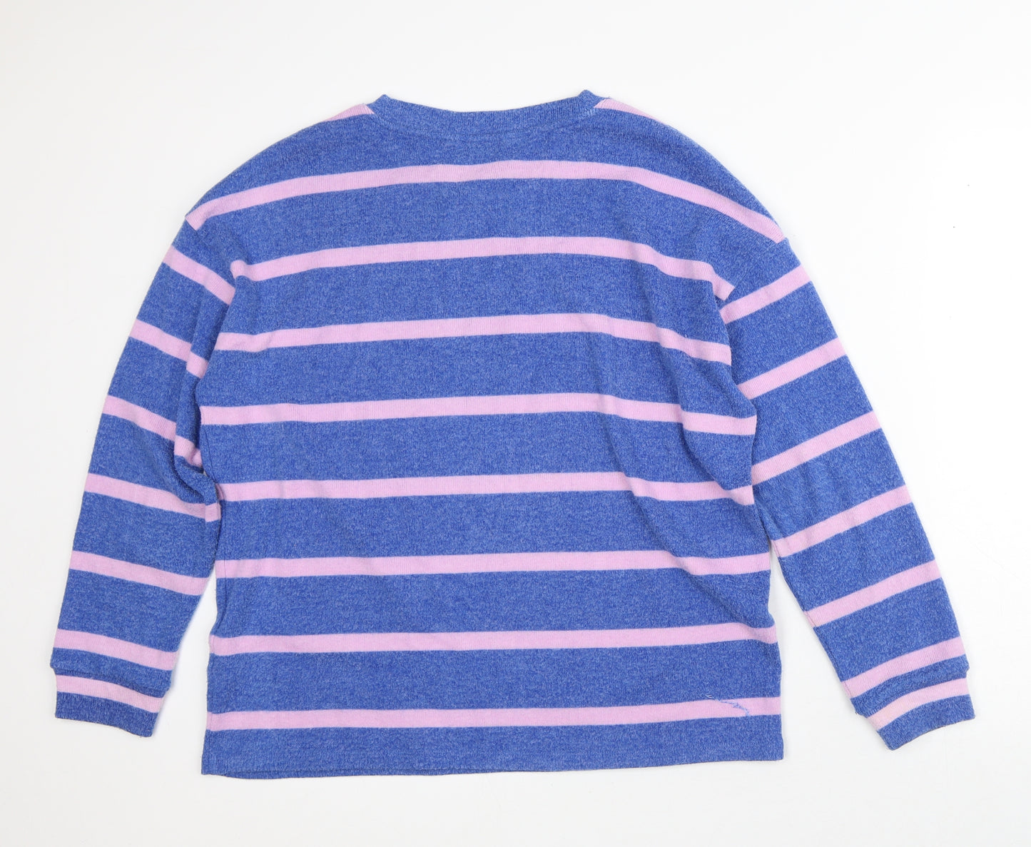F&F Womens Blue Striped Polyester Pullover Sweatshirt Size M