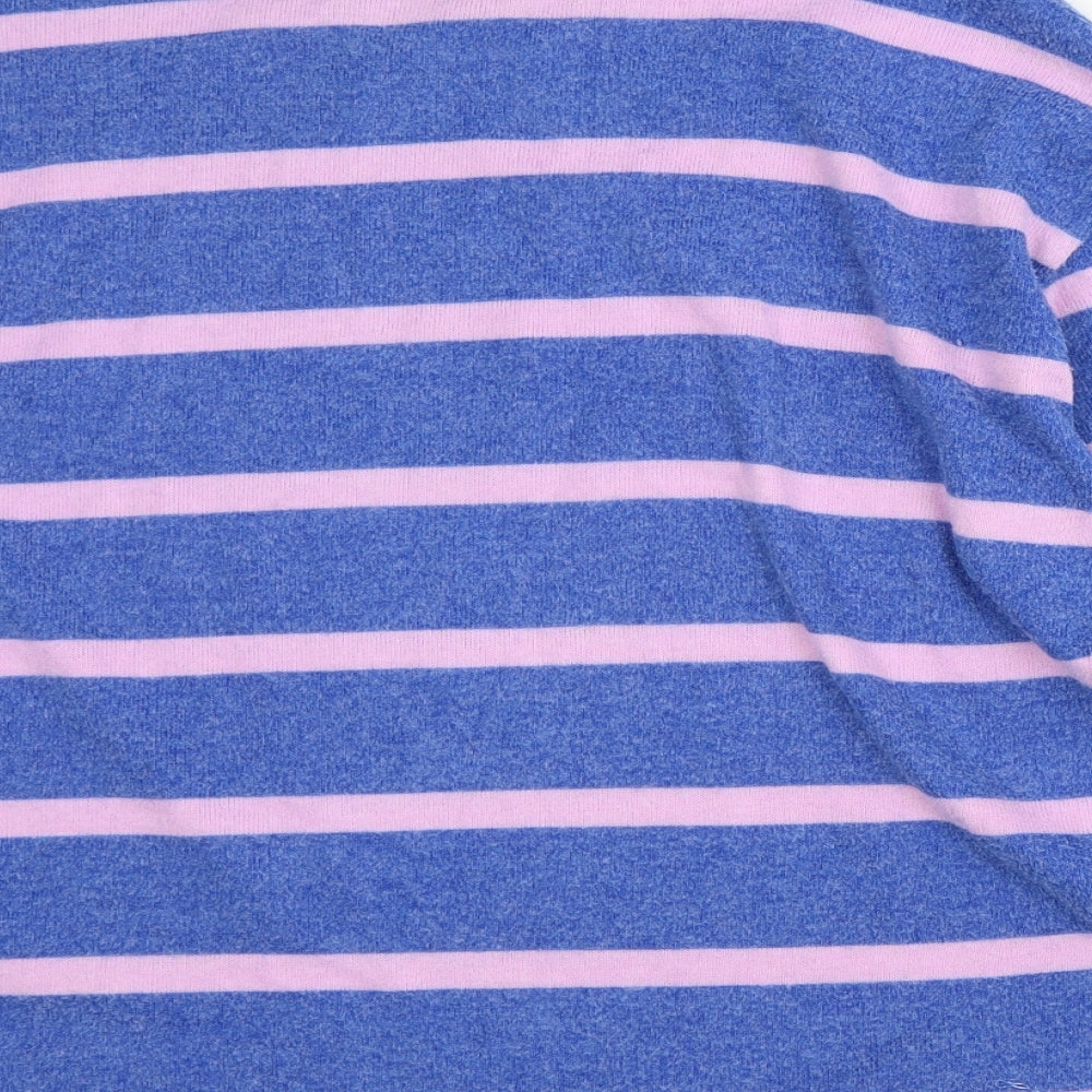 F&F Womens Blue Striped Polyester Pullover Sweatshirt Size M