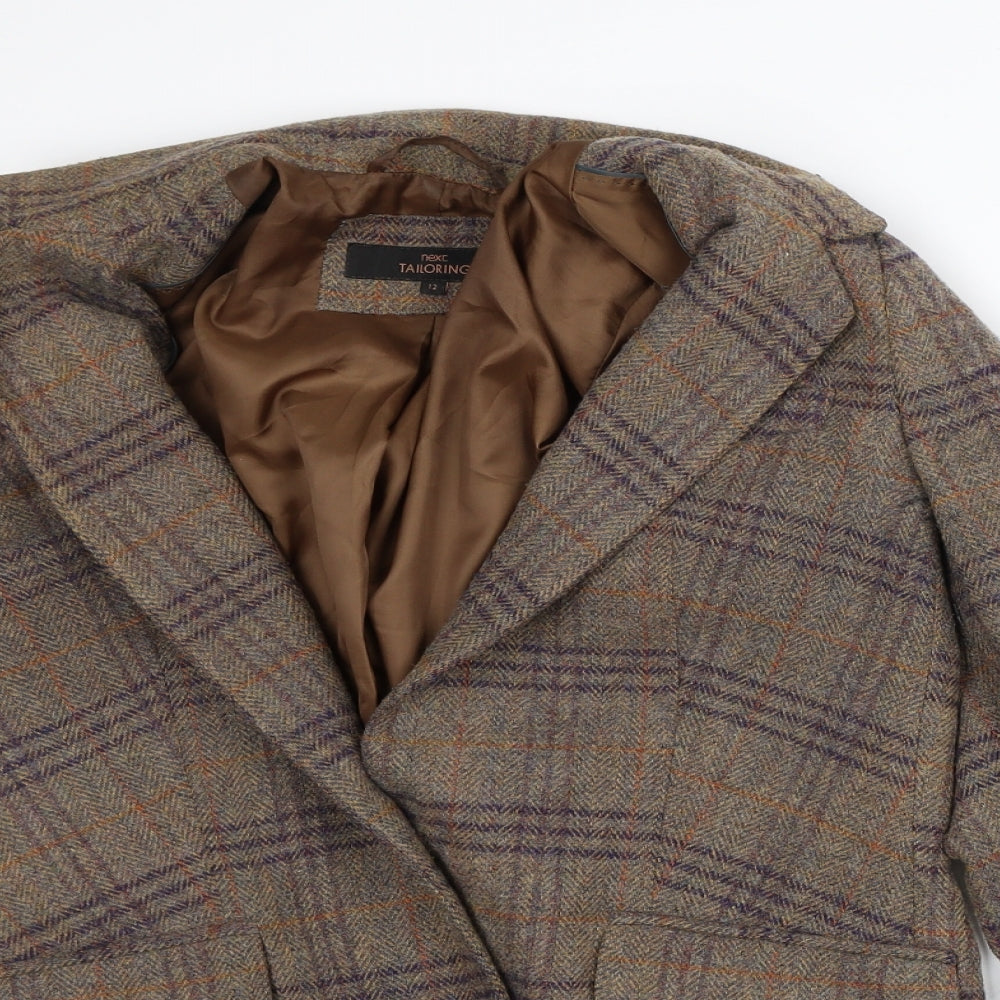 NEXT Womens Brown Plaid Jacket Size 12