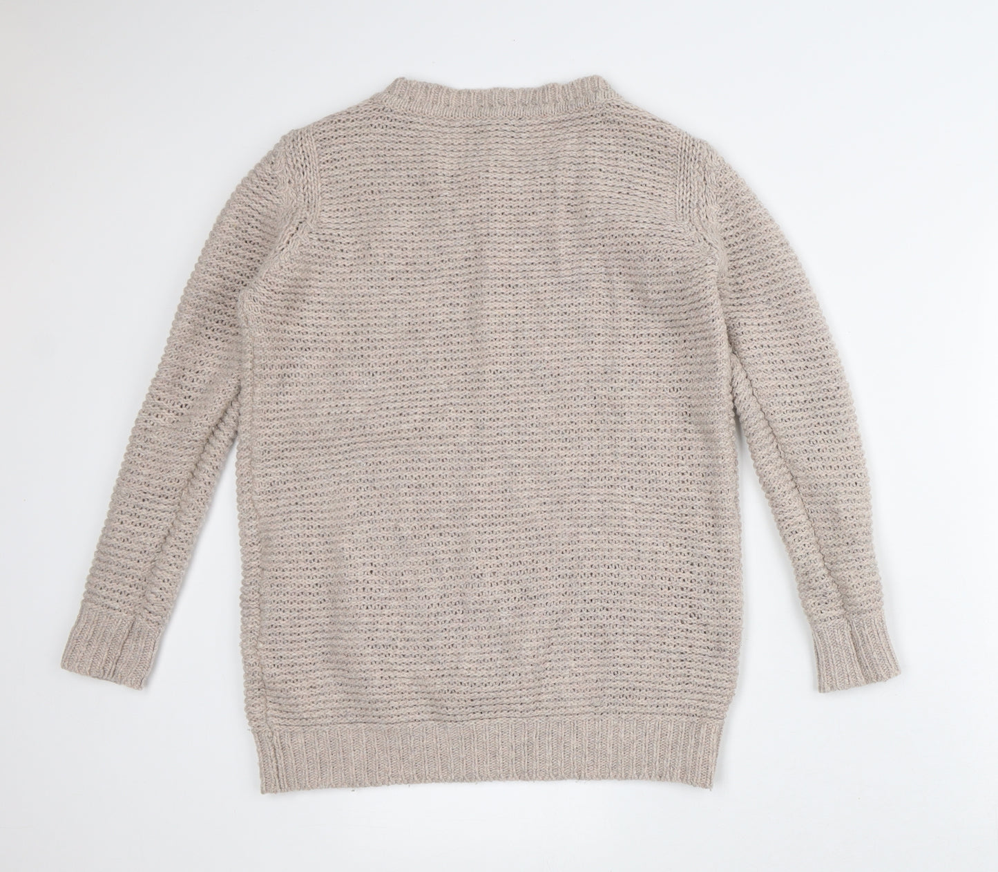 Topshop Womens Beige Crew Neck Acrylic Pullover Jumper Size 6