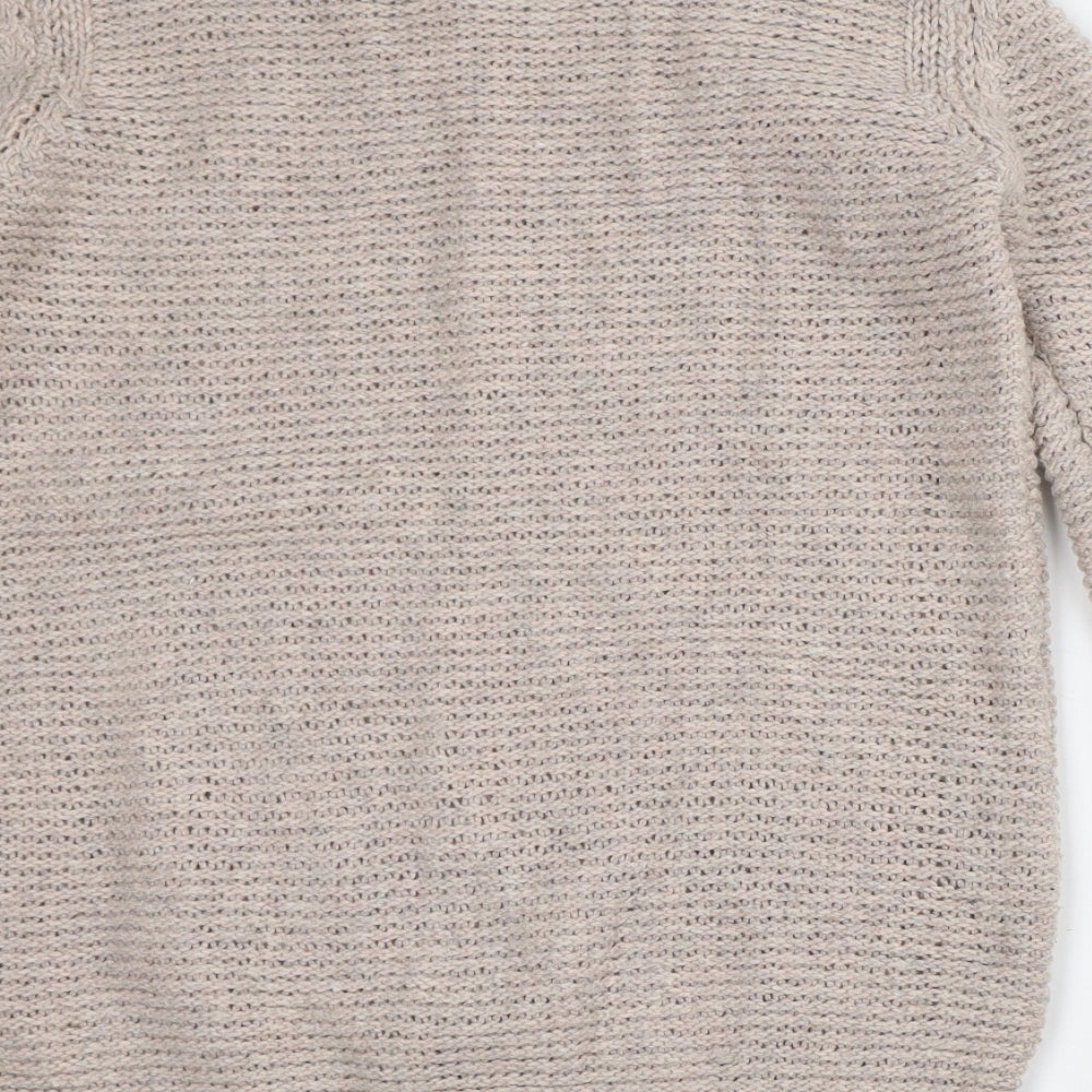 Topshop Womens Beige Crew Neck Acrylic Pullover Jumper Size 6